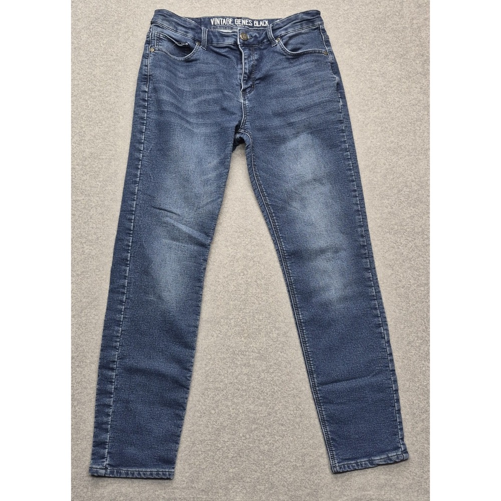 VTG‎ Genes Black Jeans Mens 34x30 Slim Fit Medium Wash Stretch Denim Pants